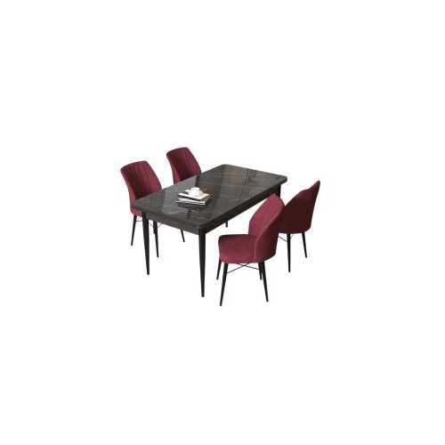 Hanah home set trpezarijski sto i 4 stolice arp black marble burgundy Cene