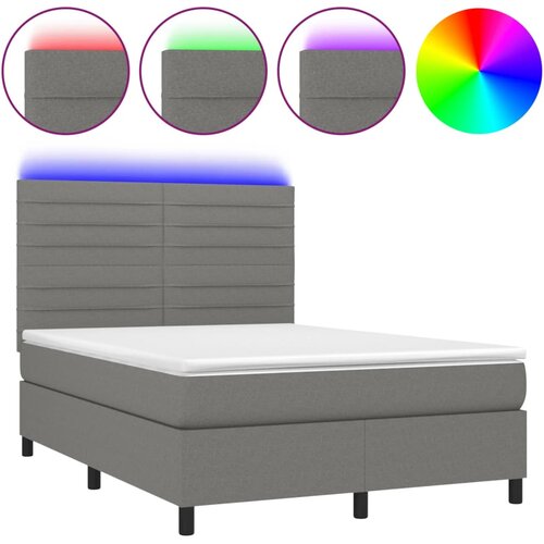 Maison Chic Box spring postelja - Vzmetna postelja z vzmetnico LED temno siva 140x190 cm blago SL15938, (21905339) Slike