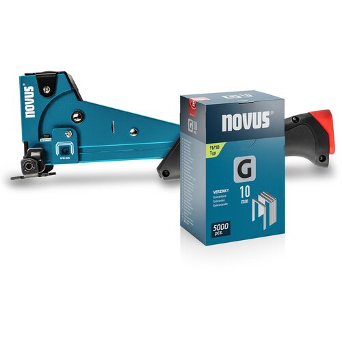 Novus kladivni spenjalnik tools J-055 set + 5000 ploščatih žičnih sponk - profesionalni udarni spenjalnik za neprekinjeno uporabo - dolžina sponk 6 - 14 mm tools 030-0466 udarni spenj, (21507315) Cene
