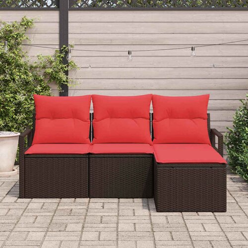  Set sofe s jastukom s pohranom 4 pcs Smeđa i crvena poliratan Slike