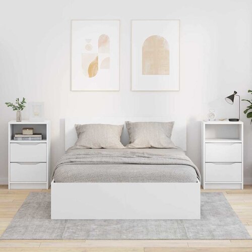  Noćni ormarići 2 pcs Bijelo 40 x 30 x 467 cm Konstruirano drvo Slike