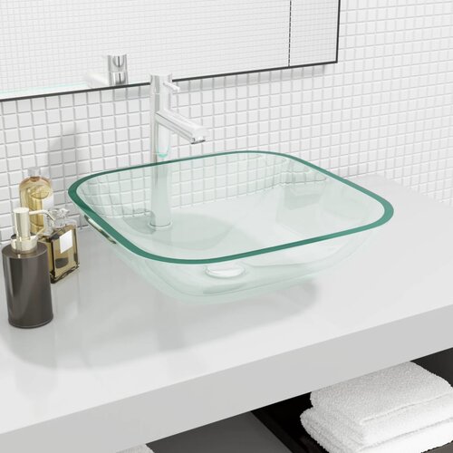  Umivaonik stakleni 42 x 42 x 14 cm prozirni Slike