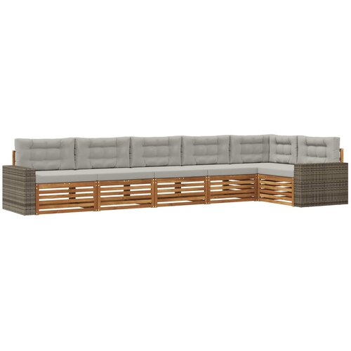  Set vanjskih sofa 6 kom. Prirodna i svjetlosiva Poliester Slike