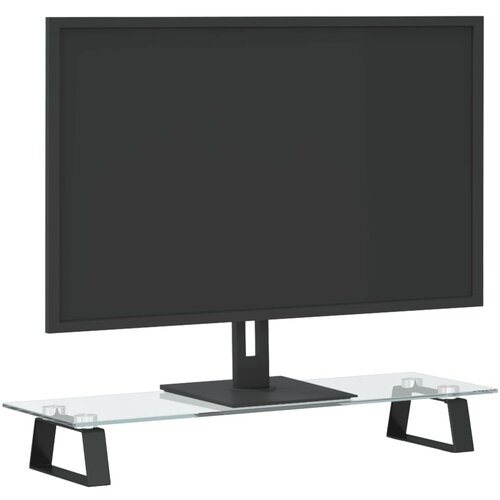  Stalak za monitor crni 60x20x8 cm kaljeno staklo i metal Slike