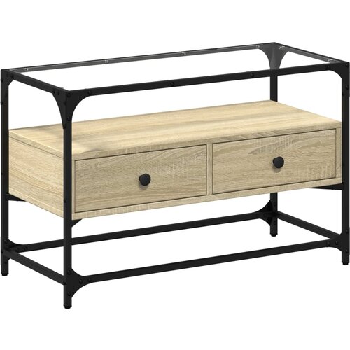 Maison Chic TV omarica - TV stojalo - Televizijska omarica s stekleno plo&amp;scaron;čo sonoma hrast 80x35x51 cm inž. les, (21702383) Slike