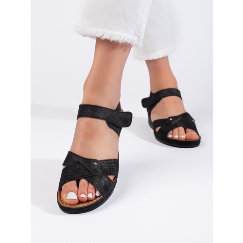 Shelvt Women's wedge sandals with velcro black Cijene