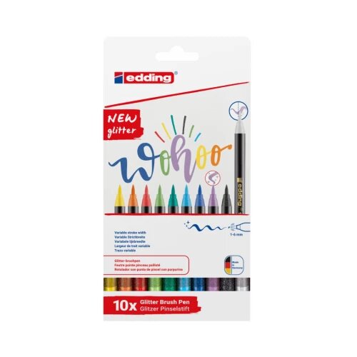  Brush flomasteri E-1340, 1-6 mm glitter set 1/10 Edding sortirano Slike