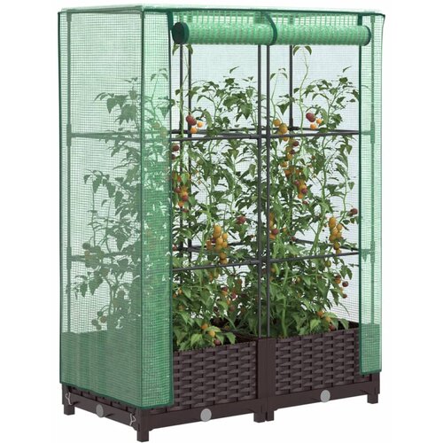 vidaXL Visoka greda s prevleko za rastlinjak videz ratana 80x40x123 cm Cene