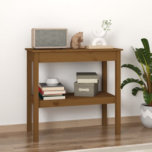 VidaXL Konzolna mizica medeno rjava 80x40x75 cm trdna borovina Slike