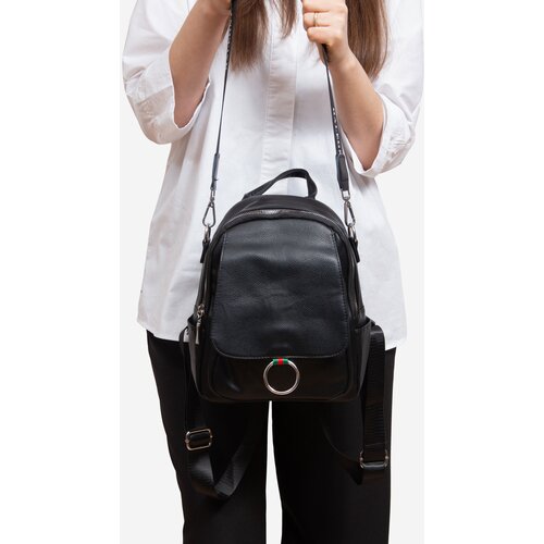 SHELOVET Black leatherette backpack Slike