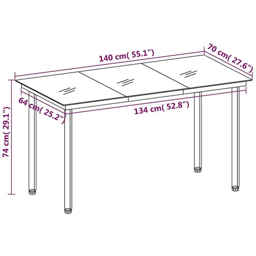  5-dijelni vrtni blagovaonski set smeđi Smeđa Dužina stola 140 cm Slike