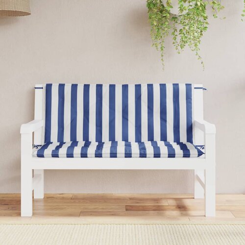 VidaXL Jastuci za vrtnu klupu 2 kom plavo-bijeli prugasti 120x50x7 cm Slike