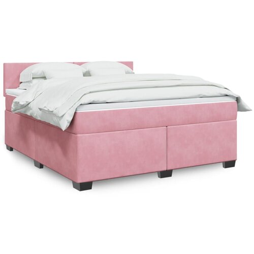 vidaXL Box spring postelja z vzmetnico roza 180x200 cm žamet Cene