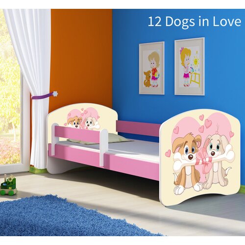 Otro&scaron;ka postelja ACMA z motivom, stransko roza 140x70 cm 12 Dogs in Love Cene