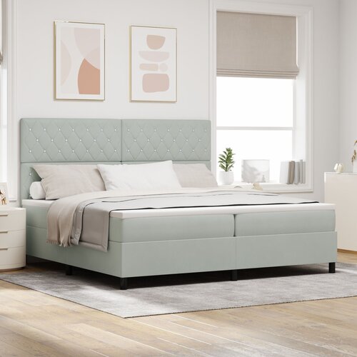 VidaXL Box Spring Krevet s Madracem Svjetlosiva 200x200 cm Bar&amp;scaron;un Slike