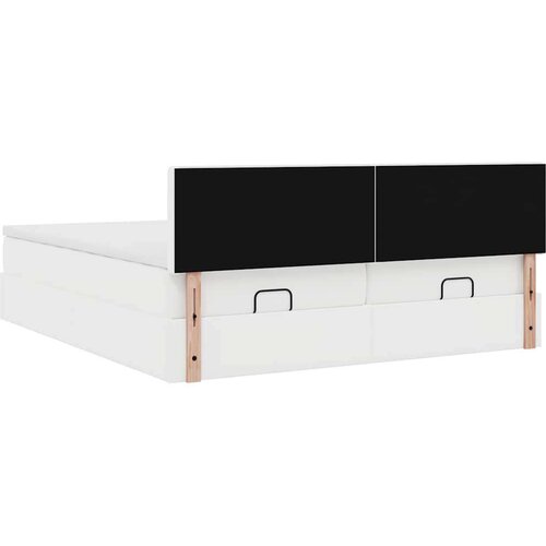 VidaXL okvir kreveta s madracima bijela 200x200 cm umjetna koža Slike