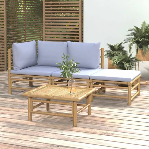  sedežna garnitura 4-delna svetlo sive blazine bambus
