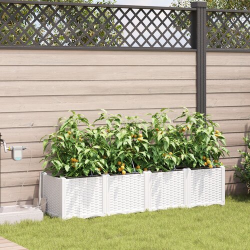 VidaXL Vrtna sadilica Bijela Plastika 160 x 40 x 37.5 cm Sadilice Slike