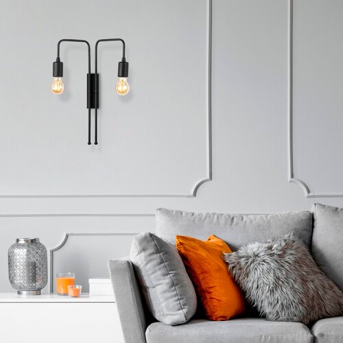 Hanah home zidna lampa 2 x E27 socket, crna Slike