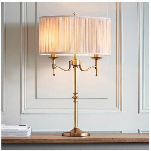 Endon 63648 - Stona lampa STANFORD 2xE14/40W/230V mesing/bež Slike