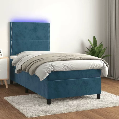  Box spring postelja z vzmetnico LED temno modra 80x200 cm žamet, (20937870)