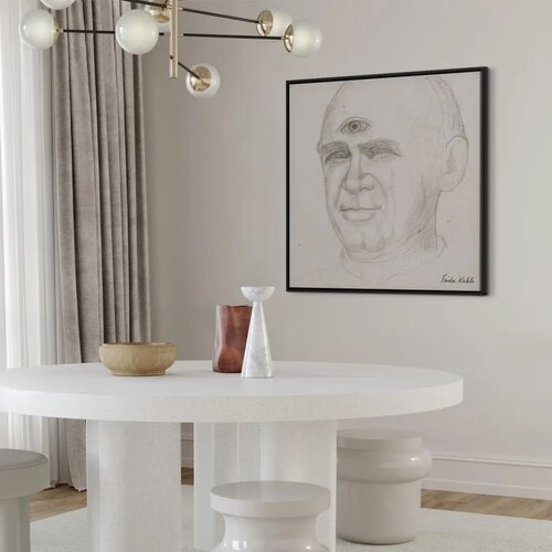  Slika - Frida Kahlo &amp;ndash; Portrait of Nacho Aguirre 60x60 U crnom drvenom okviru Slike