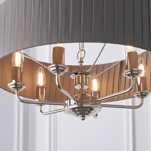  Endon 94397 - Luster na lancu HIGHCLERE 6xE14/40W/230V sivi/sjajni hrom Slike