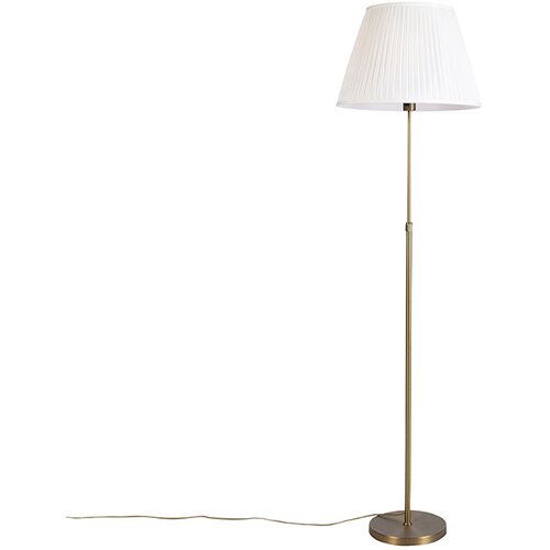 QAZQA Stoječa svetilka bronasta z nabrano kremo za senčilo 45 cm nastavljiva - Parte Cene