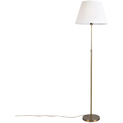 QAZQA Stoječa svetilka bronasta z nabrano kremo za senčilo 45 cm nastavljiva - Parte