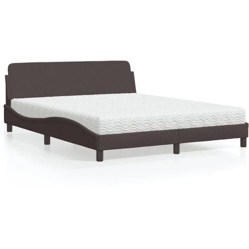 VidaXL Postelja z vzmetnico temno rjava 160x200 cm blago Slike
