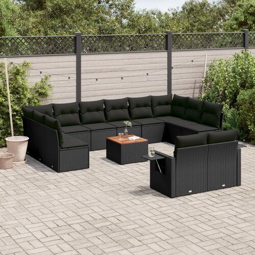 vidaXL 13-dijelni set vrtnih sofa s jastucima poliratan crni Cijene