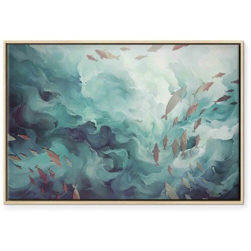  Slika - Fish in the ocean 90x60 U prirodnom drvenom okviru Cene