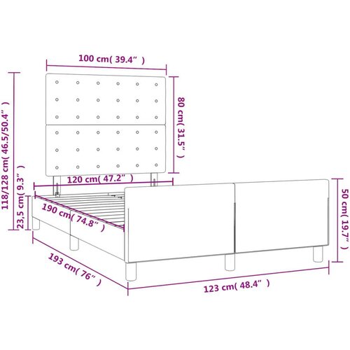  Okvir za krevet s uzglavljem plavi 120x190 cm od tkanine Slike