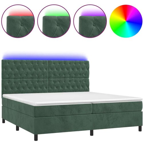  Krevet box spring s madracem LED tamnozeleni 200x200 cm bar&amp;scaron;un Slike