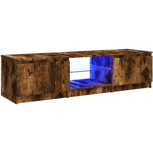 Maison Chic TV omarica - TV stojalo - Televizijska omarica z LED lučkami dimljeni hrast 140x40x35,5 cm, (21699076) Slike