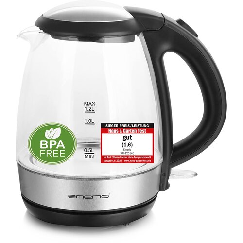 EMERIO Električna grelnik vode WK-125145 1,2 L steklo brez BPA, (5000119379) Cene
