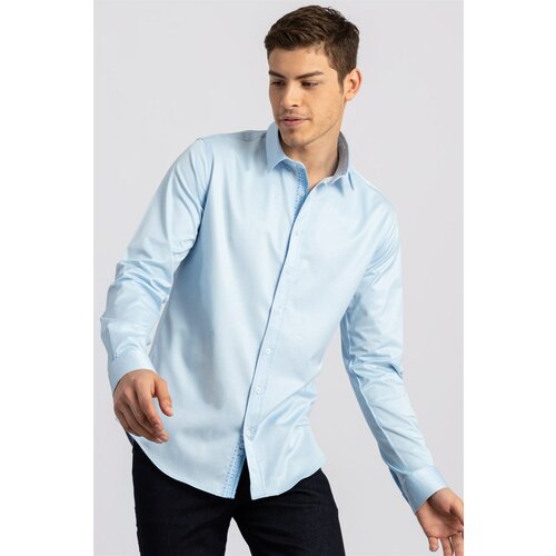 Tudors slim fit jednobojna plava košulja dugih rukava sa kragnom DR210115-198 Slike