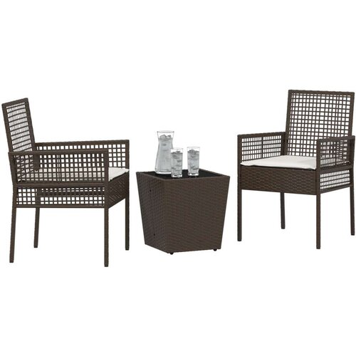  3-dijelni vrtni bistro set s jastucima smeđi poli ratan Slike