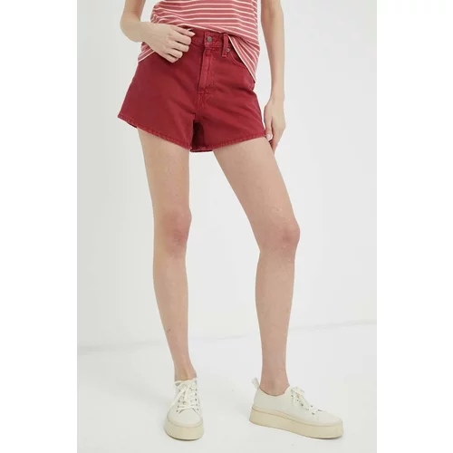 Levi's Traper kratke hlače za žene, boja: crvena, glatki materijal, visoki struk