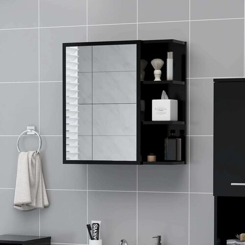 vidaXL kopalniška omarica z ogledalom črna 62,5x20,5x64 cm iverna pl. Cene