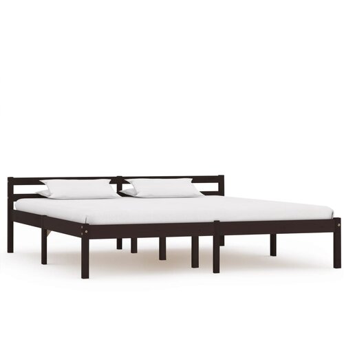VidaXL Okvir za krevet od masivne borovine tamnosmeđi 180 x 200 cm Slike