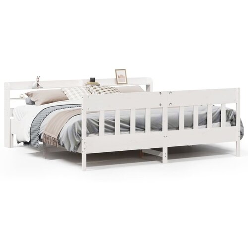 vidaXL Posteljni okvir brez vzmetnice bel 200x200 cm trdna borovina Cene