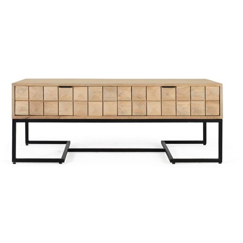 GINER Y COLOMER Ročno izrezljana in ročno izdelana klubska mizica iz mangovega lesa, 120 cm, (22147311) Cene