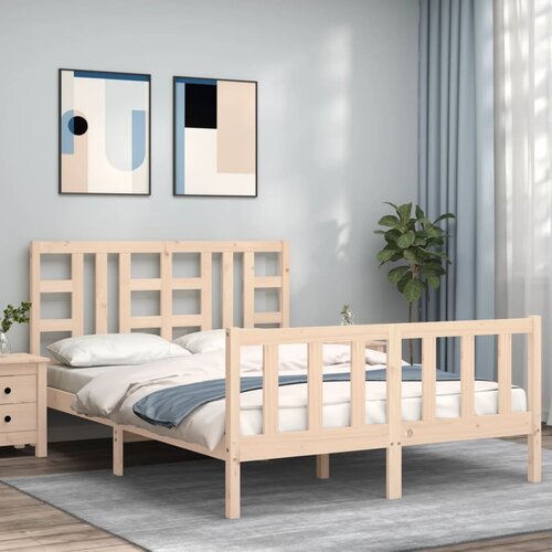 VidaXL Posteljni okvir z vzglavjem 160x200 cm trden les Slike