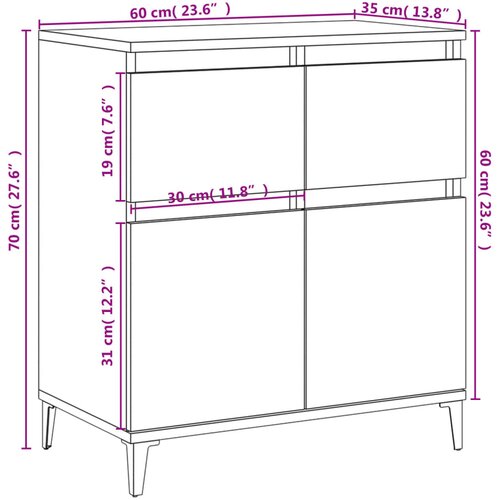  Komoda sivog hrasta sonome 60x35x70 cm od konstruiranog drva Slike