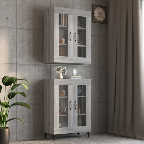 vidaXL Viseča stenska omarica siva sonoma 69,5x34x90 cm Cene
