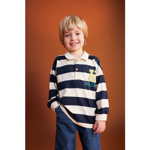 Defacto Baby Boy Polo Neck Striped Sweatshirt Slike