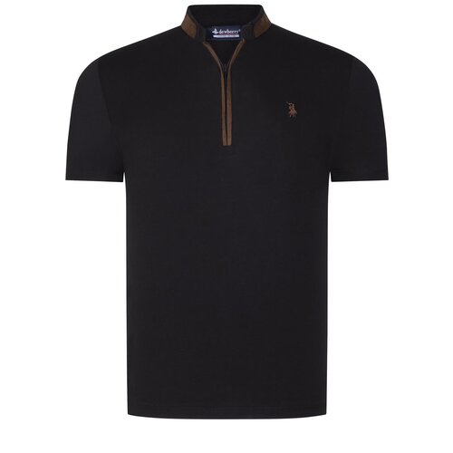 Dewberry T8571 ZIPPERED MEN'S T-SHIRT-PLAIN BLACK Cene