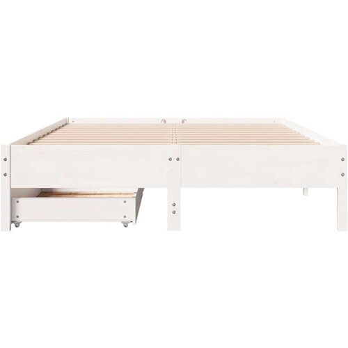VidaXL okvir kreveta bez madraca bijeli 140 x 190 cm masivna borovina Slike
