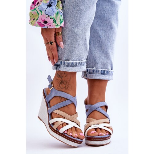 Kesi Wedge Sandals With Straps Blue Ellen Slike